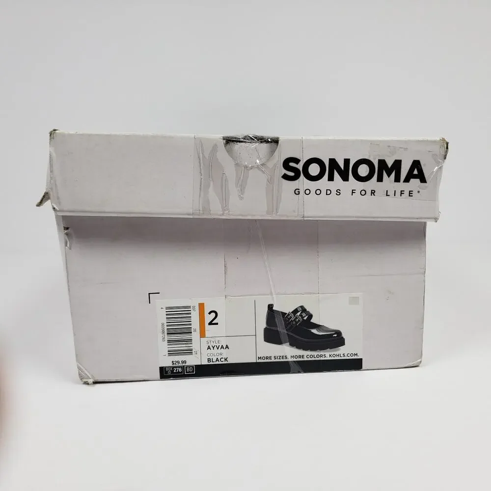 Sonoma Goods For Life Ayvaa Girls Size 2Y Black Chunky Platform Mary Jane Shoes
